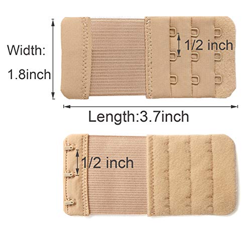SAMGU Women's Bra Extenders 2 Hook/3 Hook/4 Hook/5 Hook/6 Hook Soft Stretchy - color: 3 Hook 1/2" Spacing, Black