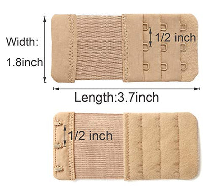 SAMGU Women's Bra Extenders 2 Hook/3 Hook/4 Hook/5 Hook/6 Hook Soft Stretchy - color: 3 Hook 1/2" Spacing, White