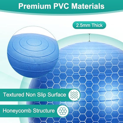 Yoga Ball, Exercise Ball Anti‑Slip Stability Pilates - color: Blue, size: 29.5"