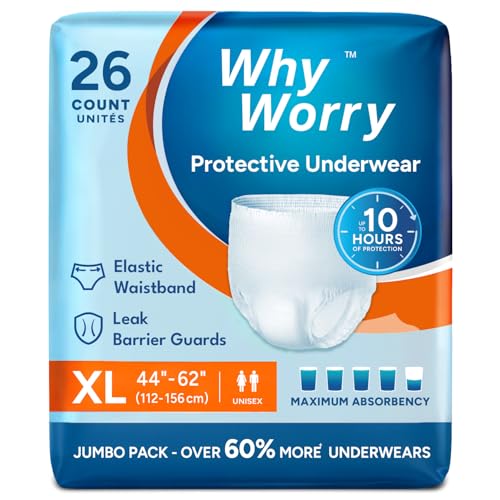 WhyWorry Incontinence Underwear for Women & Men, XLarge, 26 Count - size: X-Large (26 Count)
