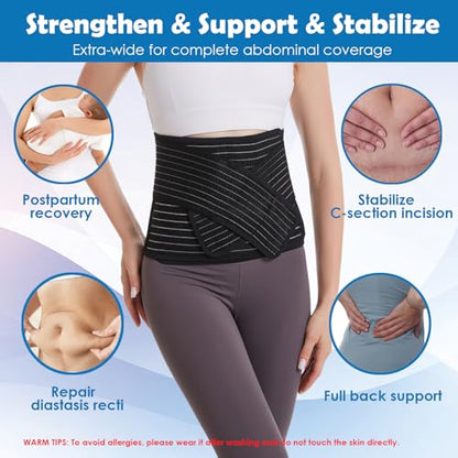 Paskyee Postpartum Belly Band, C-Section & Post Surgery Support - color: Black, size: L/XL
