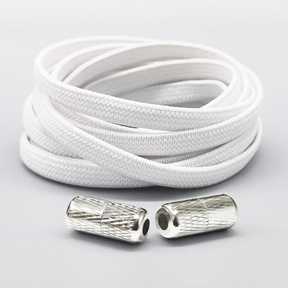 No Tie Elastic Shoelaces, Adjustable Tieless Shoe Laces for Sneakers, Boots | One Size Fits All Kids, Adults - color: White