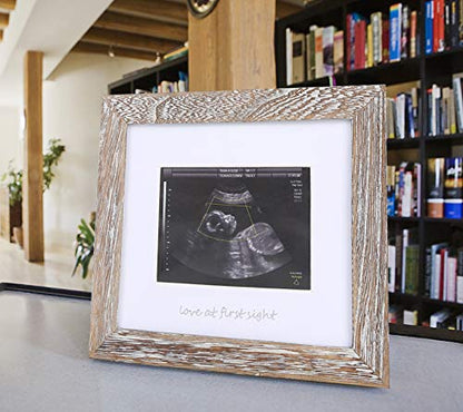 IHEIPYE Baby Sonogram Keepsake Frame Ultrasound Picture Frame Rustic White - color: Rustic White with Silver and Gold Text, size: Single Opening - 1 Pack