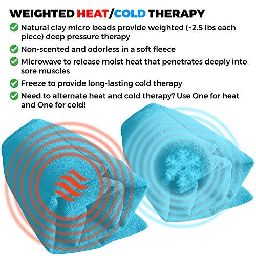 Microwavable Heating Pads Release Moist Heat for Back Pain, 7x22”, 2 Pieces - color: Teal