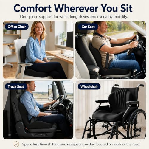 Ergonomic Seat Cushion for Office Chair with Lumbar Support - color: Gray