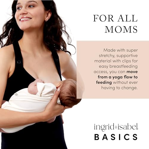 Ingrid & Isabel Basics - Medium Impact Nursing Sports Bra - Seamless Nursing Sports Bras for Breastfeeding - size: Medium