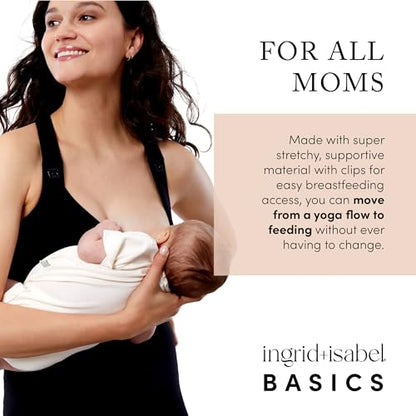 Ingrid & Isabel Basics - Medium Impact Nursing Sports Bra - Seamless Nursing Sports Bras for Breastfeeding - size: Medium
