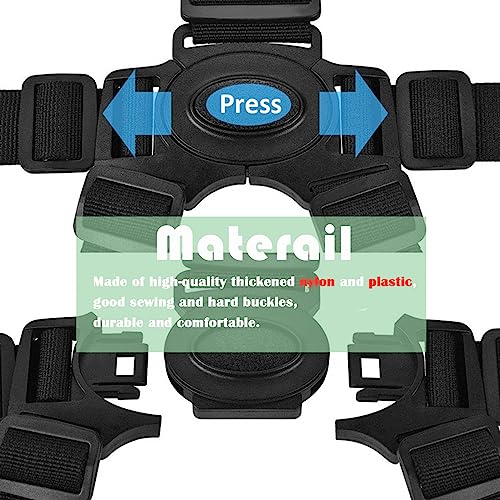 5 Point Harness Seat Belt Strap Belt,High Chair Strap,Harness for Stroller Pushchair Pram Buggy Safe Protection,Harness Strap Belt,Shoulder Strap Belts for Pram - color: Black