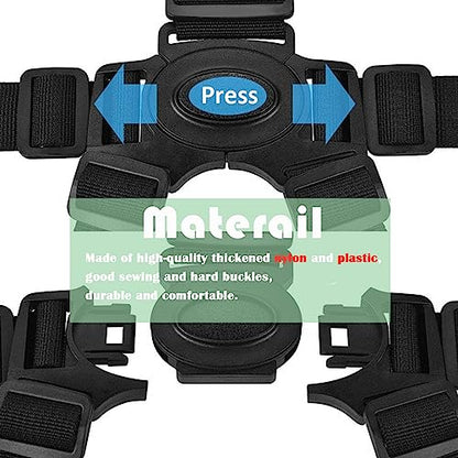 5 Point Harness Seat Belt Strap Belt,High Chair Strap,Harness for Stroller Pushchair Pram Buggy Safe Protection,Harness Strap Belt,Shoulder Strap Belts for Pram - color: Black