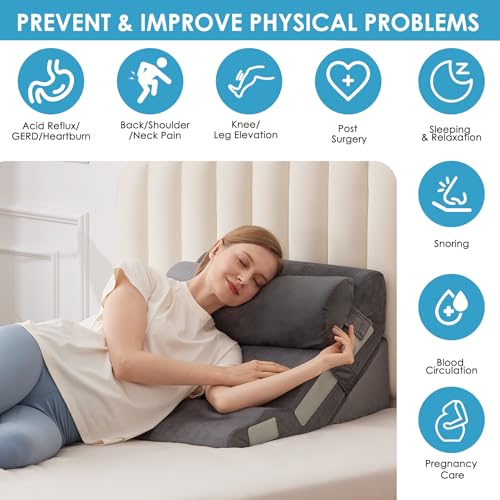 MEGCXIT Wedge Pillow Set for After Surgery, Bed Wedge, 3PCS, Grey - color: Grey, size: 3pcs