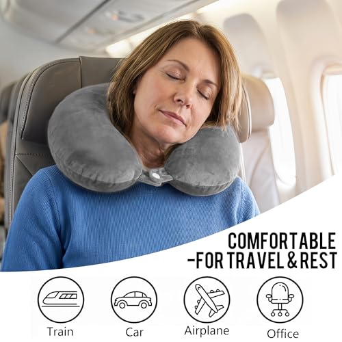 Travel Neck Pillow for Airplane with Pure Memory Foam(Smoky Grey) - color: Smoky Grey