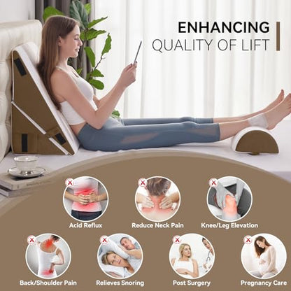 Negwoo 3PCS Wedge Pillow Set for After Surgery,Bed Wedge Pillow, Brown - color: Brown, size: 3 PCS-Standard