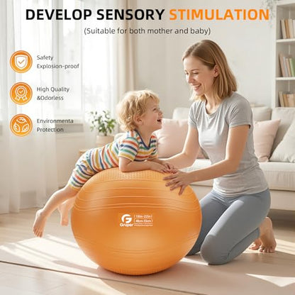 Gruper Yoga Ball, Extra Thick Non Slip Exercise Ball, 4 Sizes - color: ['Orange'], size: 22 Inch (55cm),m