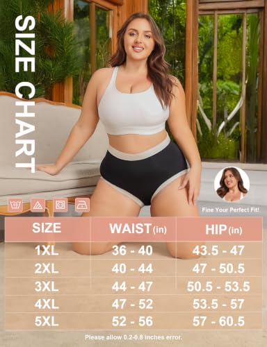 Lastshe Womens Plus Size Seamless Underwear High Waisted Ladies Panty Full Coverage Comfortable Briefs 4 Pack - color: Khaki4 (4 Pack), size: 5X