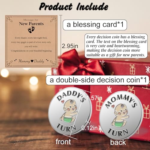 Lovely Double-Sided New Parents Funny Decision Coin with Blessing Card - color: Stylea-silver