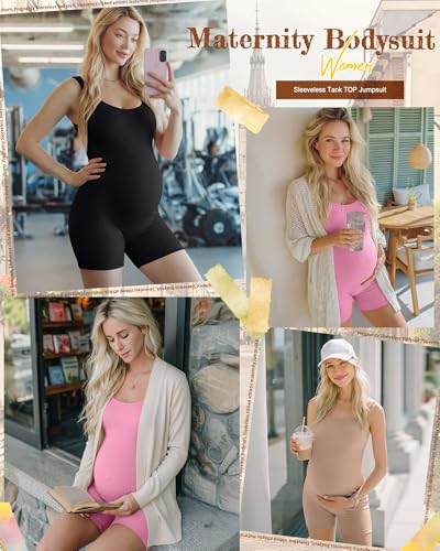 3 Pack Maternity Rompers for Women - color: Black, Khaki, Pink, size: Medium