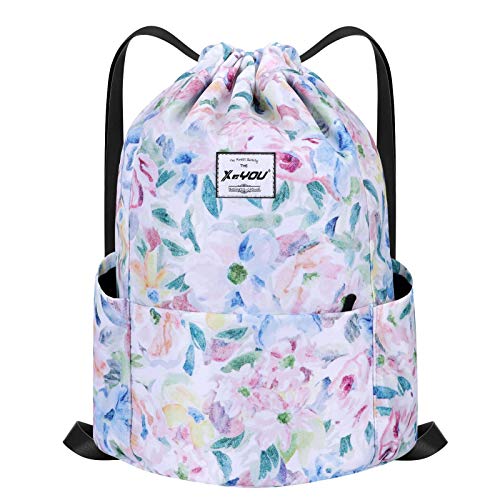 XEYOU Drawstring Backpack Bag Sport Gym Sackpack Beach Cinch Bag - color: Oil Painting Flowers