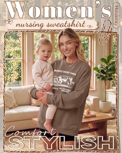 Huukeay Women's Nursing Sweatshirts for Breastfeeding - color: Brown, size: XX-Large