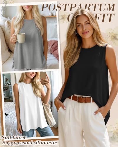 4 Pack Nursing Breastfeeding Tank Tops - color: Khaki, White, Light Gray, Black, size: X-Large
