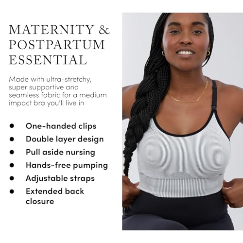 Ingrid & Isabel - Seamless Maternity and Nursing Sports Bra - color: Black/White Combo, size: X-Small