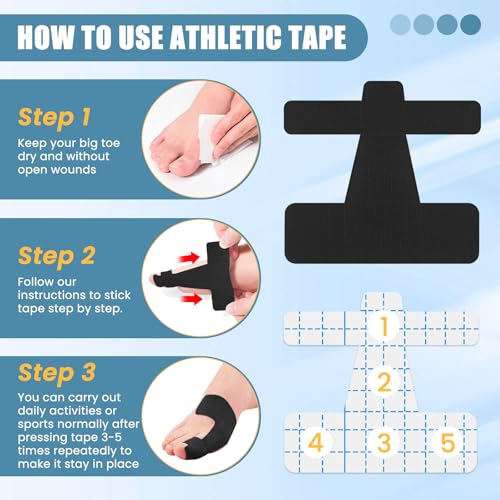 Kinesiology Tape for Bunion, 20 Pcs Pre-Shaped Athletic Tape - color: Black