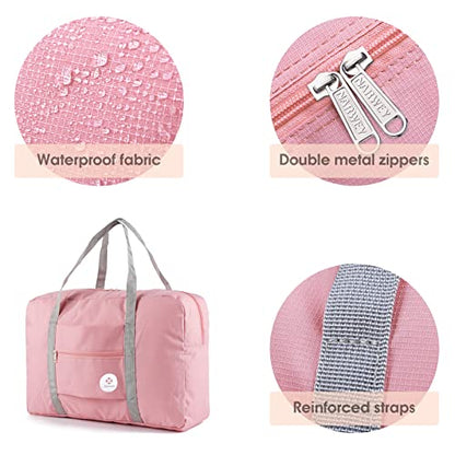 Narwey Personal Item Travel Bag, Foldable Carry on Duffle Bag for Women Men - color: BA-Pink, size: without Shoulder Strap