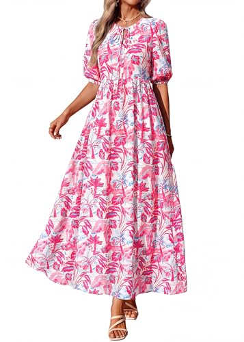 KIRUNDO Maxi Dresses for Women 2026 3/4 Sleeve Summer Dress - color: Red, size: Small