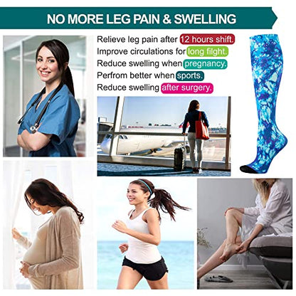 LEVSOX Compression Socks Women and Men, 20-30mmHg, Best for Nurses, Travel, Pregnancy - color: 3 Pairs Tie Dye, size: Medium