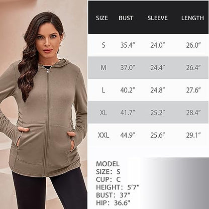 DEBELLY Maternity Sweatshirt Zip Up Hoodie Pockets Pregnancy Postpartum - color: Coffee, size: Medium