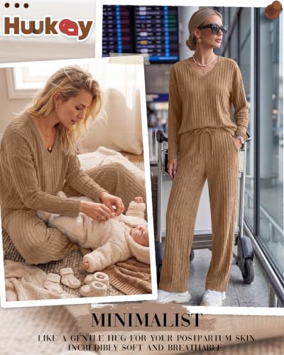 Huukeay 2 Piece Postpartum Nursing Sets - color: Light Brown, size: X-Large
