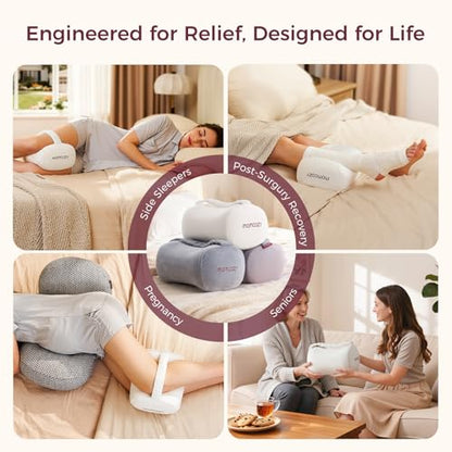 Momcozy Knee Pillow for Side Sleepers, Soft Memory Foam & Pinch-Free Design - color: Cream White