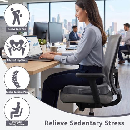 Office Chair Cushion, Memory Foam Seat Cushion for Tailbone Pain, Grey - color: Grey