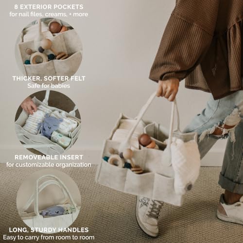 Parker Baby Co. Felt Diaper Caddy Organizer - Regular, White - color: White (Heathered White), size: Regular
