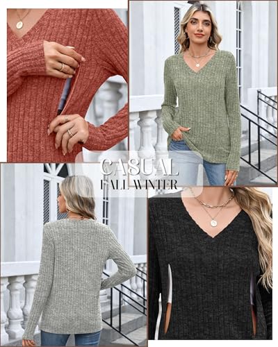 4 Pack Women's Maternity Nursing Tops - color: Black, Light Gray, Pea Green, Brick Red, size: Large