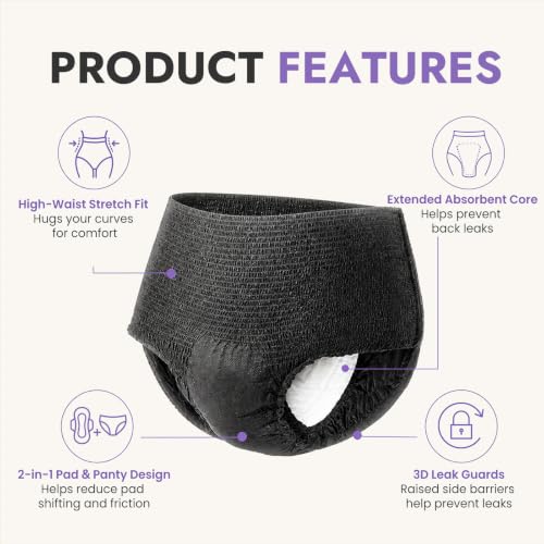 MOLLIS Disposable Period Underwear, Postpartum Panties, S/M, Black, 8Ct - size: Small/Medium(8 Count)