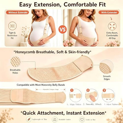 Maternity Support Belt Mesh Shoulder Straps Pregnancy Back Pelvic Relief(Beige,X-Large) - color: Beige, size: X-Large