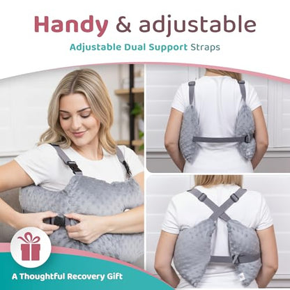 Zomaple 5pc Mastectomy Pillow - Strap, GelPacks, Seat Belt Cover & Lanyard - color: Dark Grey, style: Rectangular Gelpacks