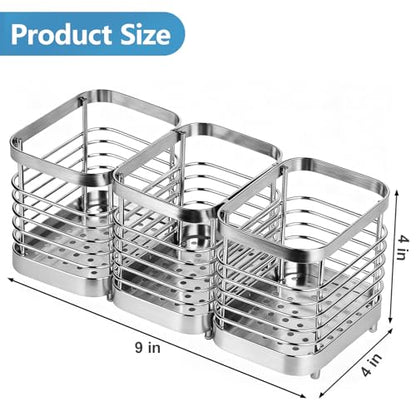 Utensil Holder, Stainless Steel Utensil Drying Rack for Kitchen Counter - color: 3 Small, Silver