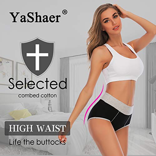 YaShaer Women's Cotton Underwear High Waist Stretch Briefs Soft Underpants Ladies Full Coverage Panties 5 Pack - color: Color03-5 Pack, size: Medium