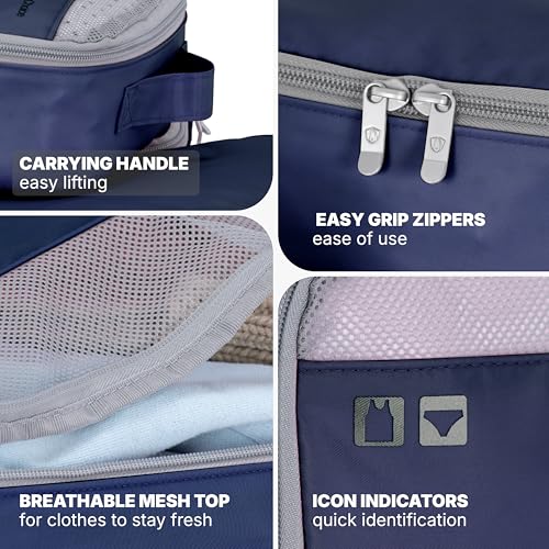 Traveler's Choice Cloverland Packing Cubes, 5-Piece Set, Navy - color: Navy