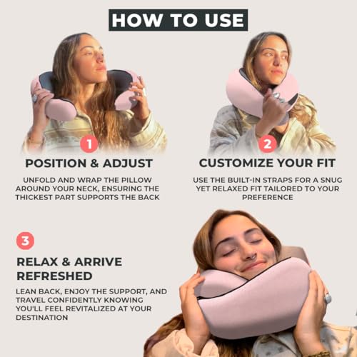 FlyHugz® Neck Travel Pillow Memory Foam Neck Pillow, Pink - color: Pink