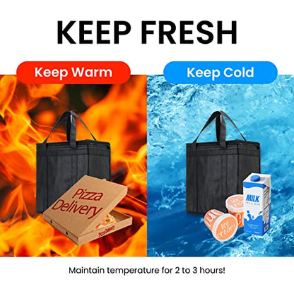 NZ home Insulated Food Bag, Portable Cooler Tote (Medium, Black, 2 Pack) - color: Black, size: Medium