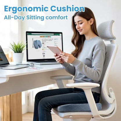 TushGuard Memory Foam Office Chair Seat Cushion - Light Blue, XX-Large - color: Light Blue, size: XX-Large