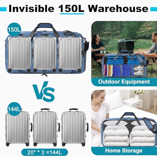 Felipe Varela Foldable Duffle Bag for Travel Weekend Overnight Gym Camping - color: D Blue, size: 85L