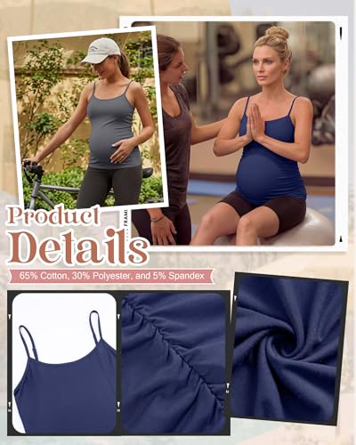 4 Pack Maternity Tank Tops - color: Dusty Blue, White, Dark Gray, Black, size: Large