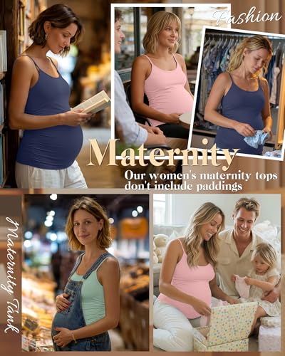 Ficerd 3 Pack Women's Maternity Tank Tops - color: Haze Blue, Peach Pink, Gray Green, size: Medium