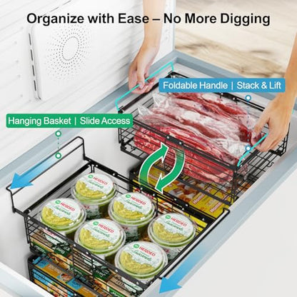 iSPECLE Freezer Organizer Bins - Adjustable Fits Chest Freezers 10-20 Cu Ft - style: 2-Pack Black