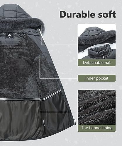 Women's Long Warm Winter Puffer Jacket Lightweight Fashions Down Coats - color: Dark Grey, size: Small