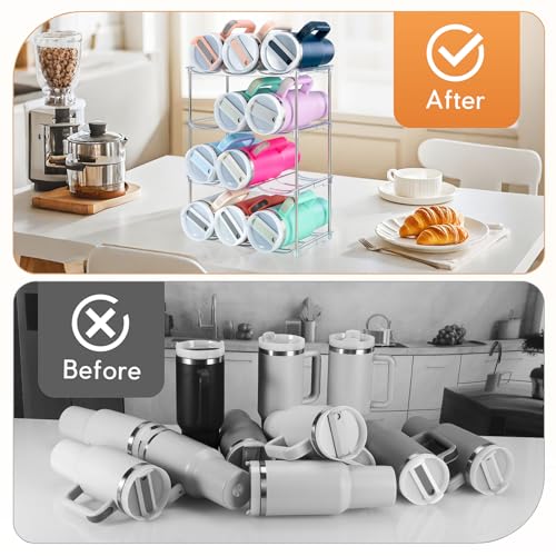 Sbosbo Water Bottle Organizer, Stackable Bottle Storage Rack, 4 Pack Water Bottle Holder for Kitchen Fridge Cabinet Organization and Storage, Plastic Wine Rack/Drink Bottle Holder (2 Pack - Hold 6) - size: 2 Pack - Hold 6