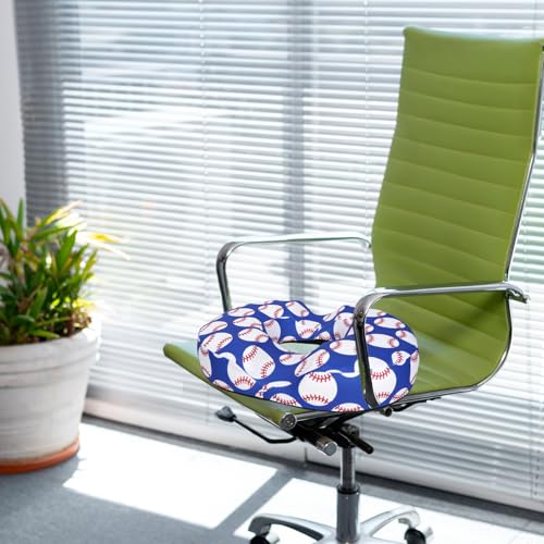 Donut Pillow for Hemorrhoids Seat Cushion for Tailbone Pain Relief - color: Blue Baseball